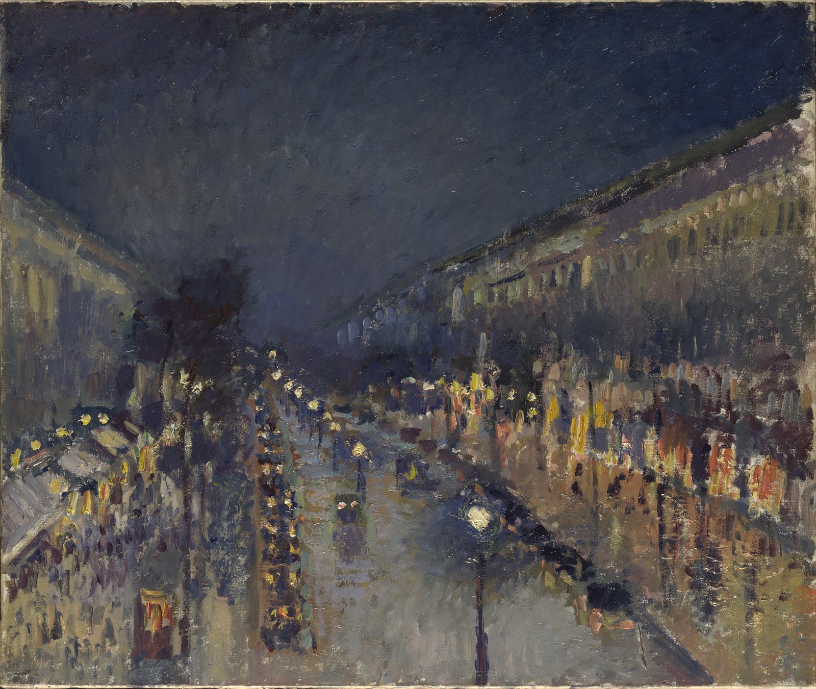 The Boulevard Montmartre at Night - Camille Pissarro, 1897