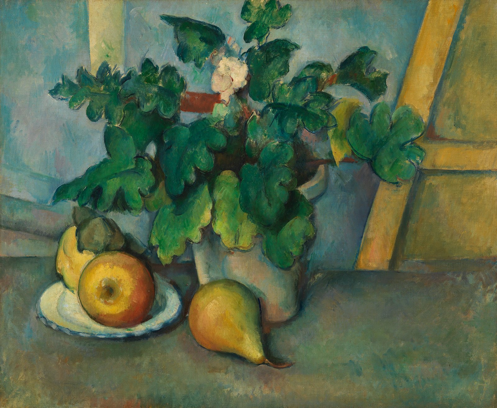 Pot of Primroses and Fruit - Paul Cézanne, c. 1888-90