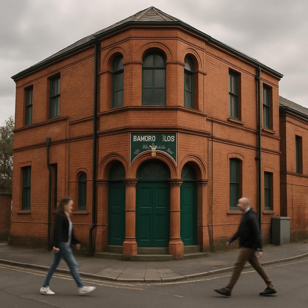 Salford Lads Club building on a cloudy day in Salford